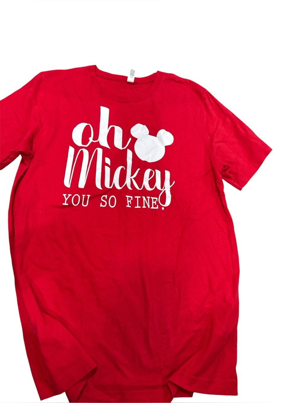 Oh Mickey You So Fine Red White SS Tee Red White Women’s Size Large Cotton